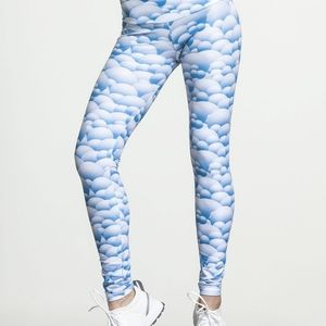 SUKI SHUFU full length glossy Leatherback Leggings blue bubble mountain s